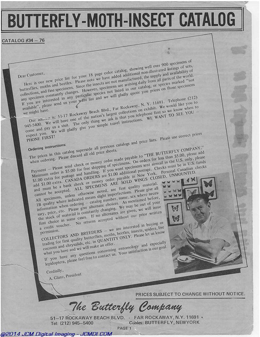 The Butterfly Company (NY) 18 page catalog 1976